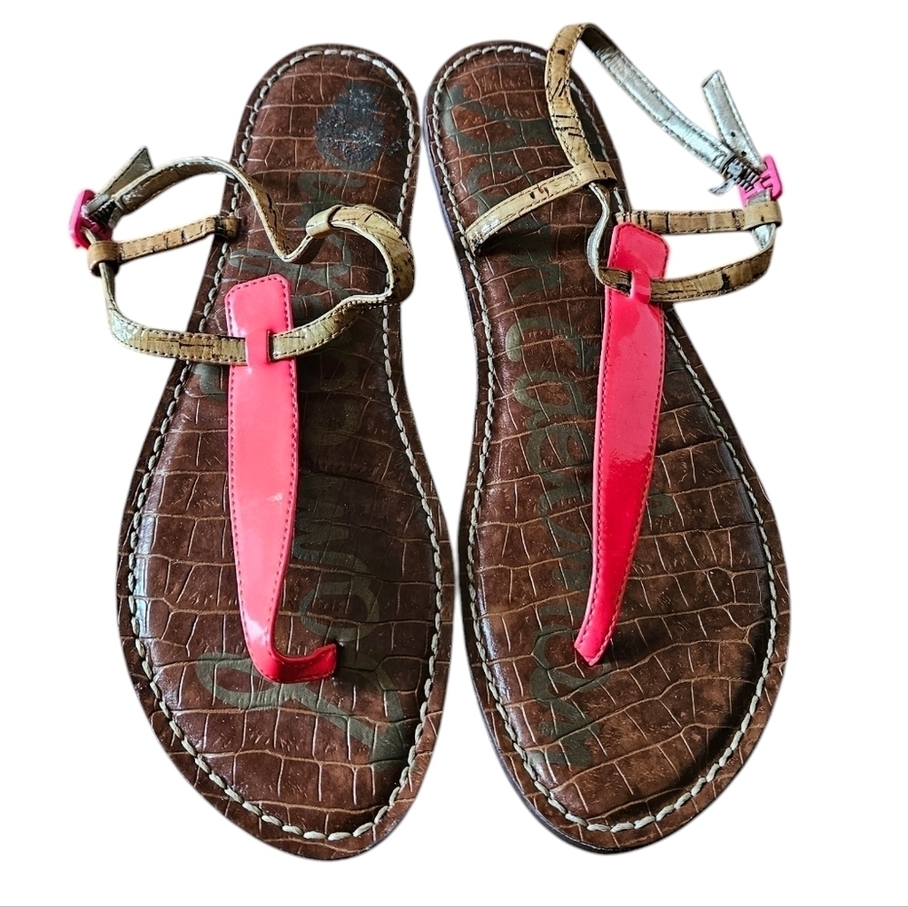 Sam Edelman GIGI Pink Gladiator Style T-Strap Thong Sandals Women's Size 8.5 - Picture 5 of 8